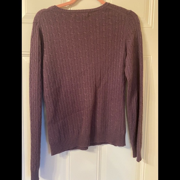 100% Cashmere Sweater Small Purple Cable Knit 2-Ply Pullover Soft Cozy - Picture 2 of 5